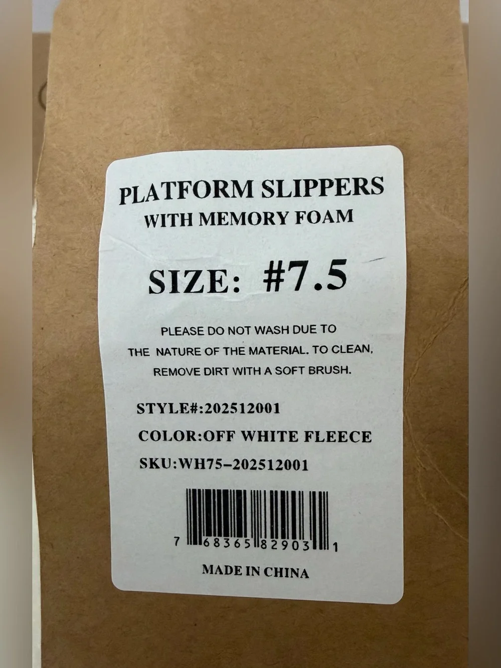 Cozy Off-White Fleece Shearling Platform Mule/Slipper w/Heel Strap Size 7.5 NIB